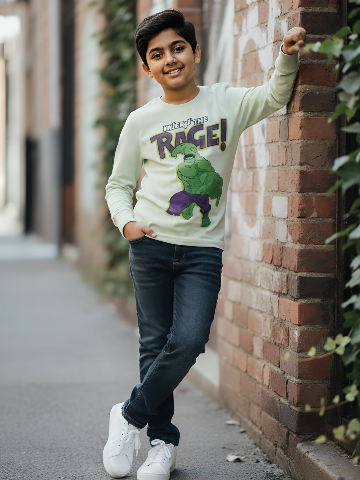 Kids' 'TOKEN!' Statement Graphic T-Shirt - Washed Green.
