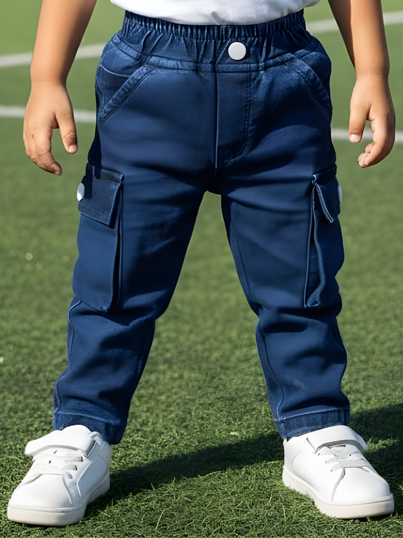 Boys Navy Blue Cargo Jogger Jeans
