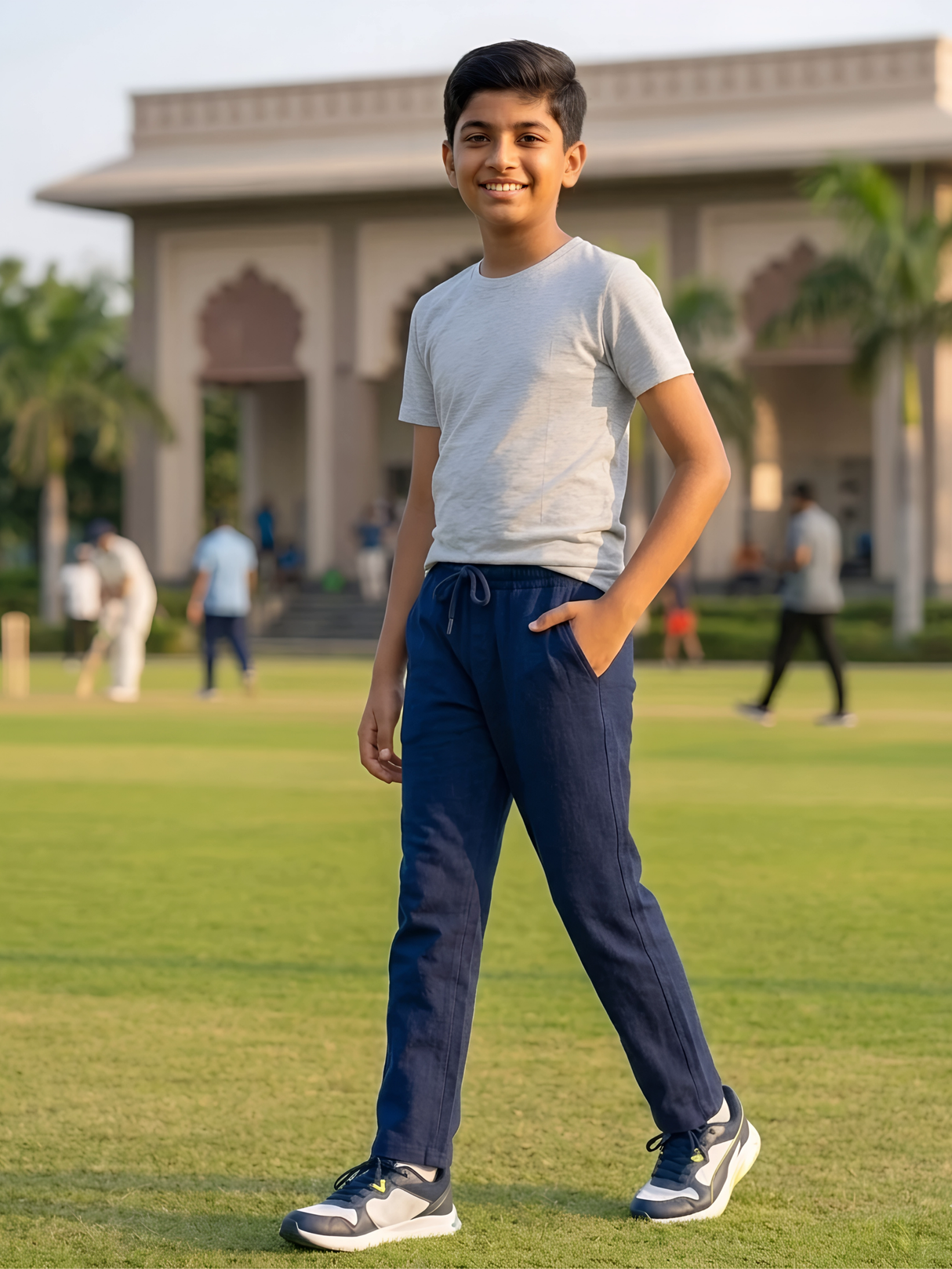 Boys' Premium Cotton Straight-Leg Pants - Deep Blue