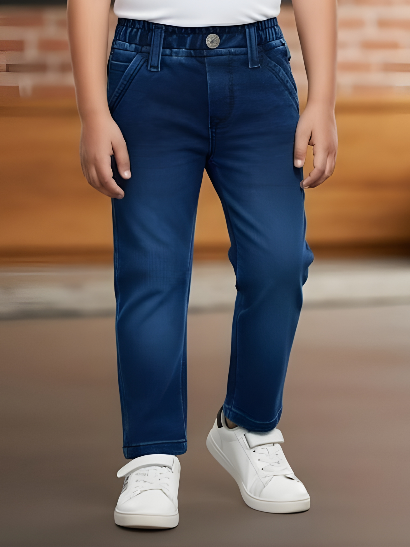 Boys' Classic Blue Denim Jeans with Elasticated Waistband