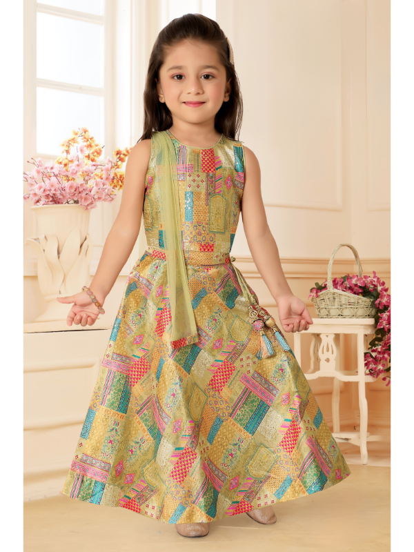 Girls Traditional Sleeves Less Short Choli - P.Green