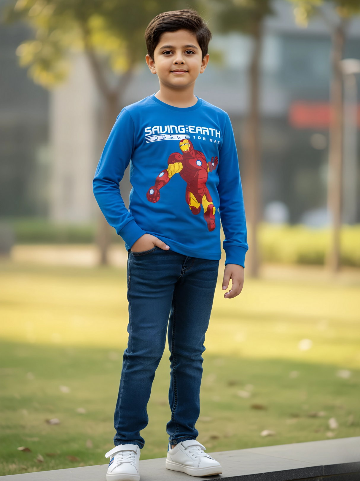 Kids' Marvel Iron Man "Saving Earth" Graphic Long Sleeve T-Shirt