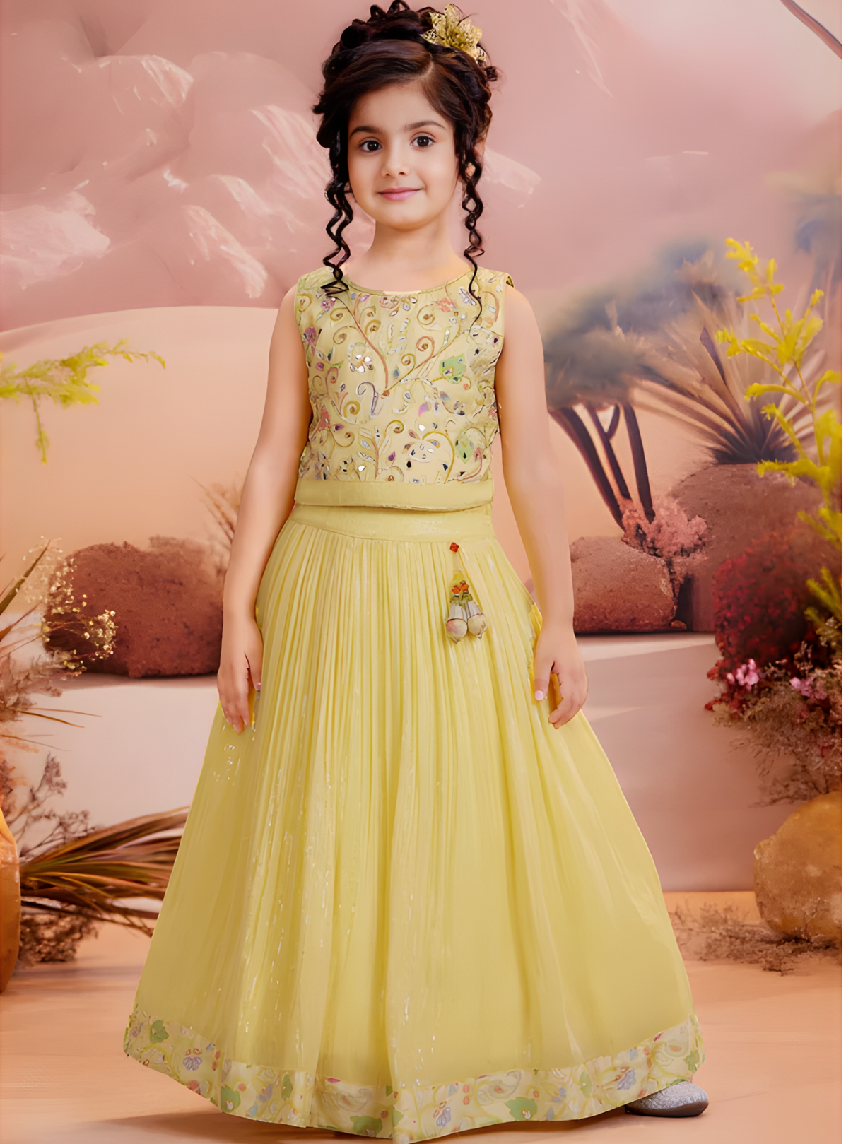 Girls' Multi-Panel Printed & Embroidered Festive Lehenga Choli