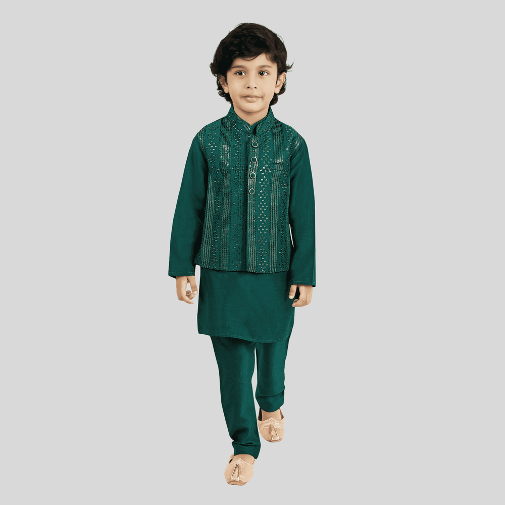 Boys Traditional With Work Chudidar Kurta with Koti - RAMA