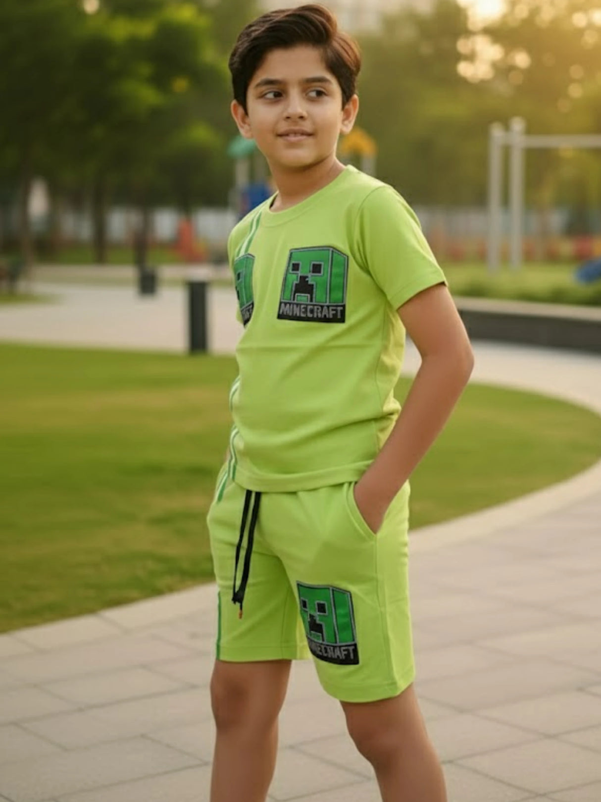 Boys’ Neon Green Minecraft Co-ord Set