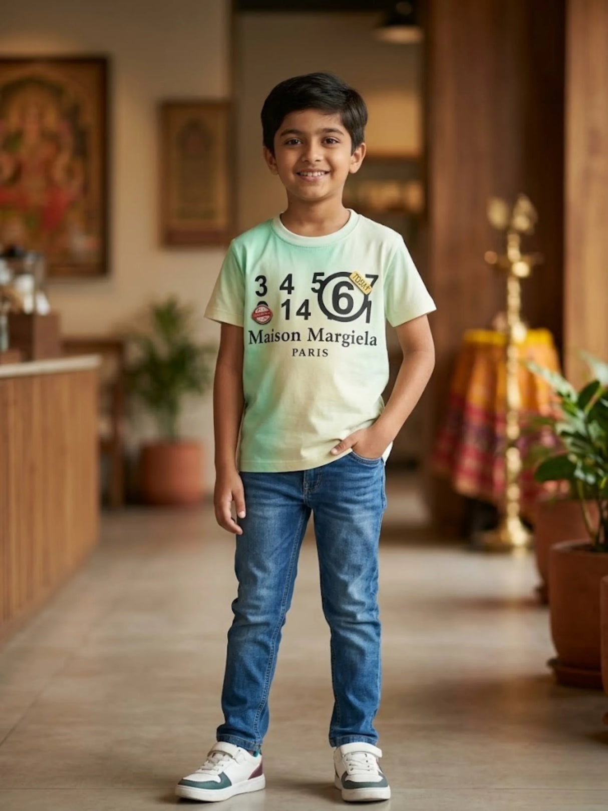 Boys Light Green Typography Graphic T-Shirt