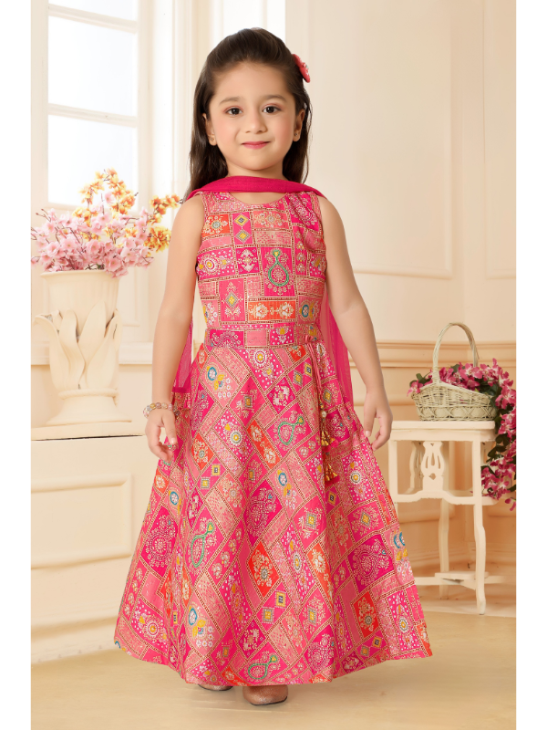Girls Traditional Sleeves Less Short Choli - Pink