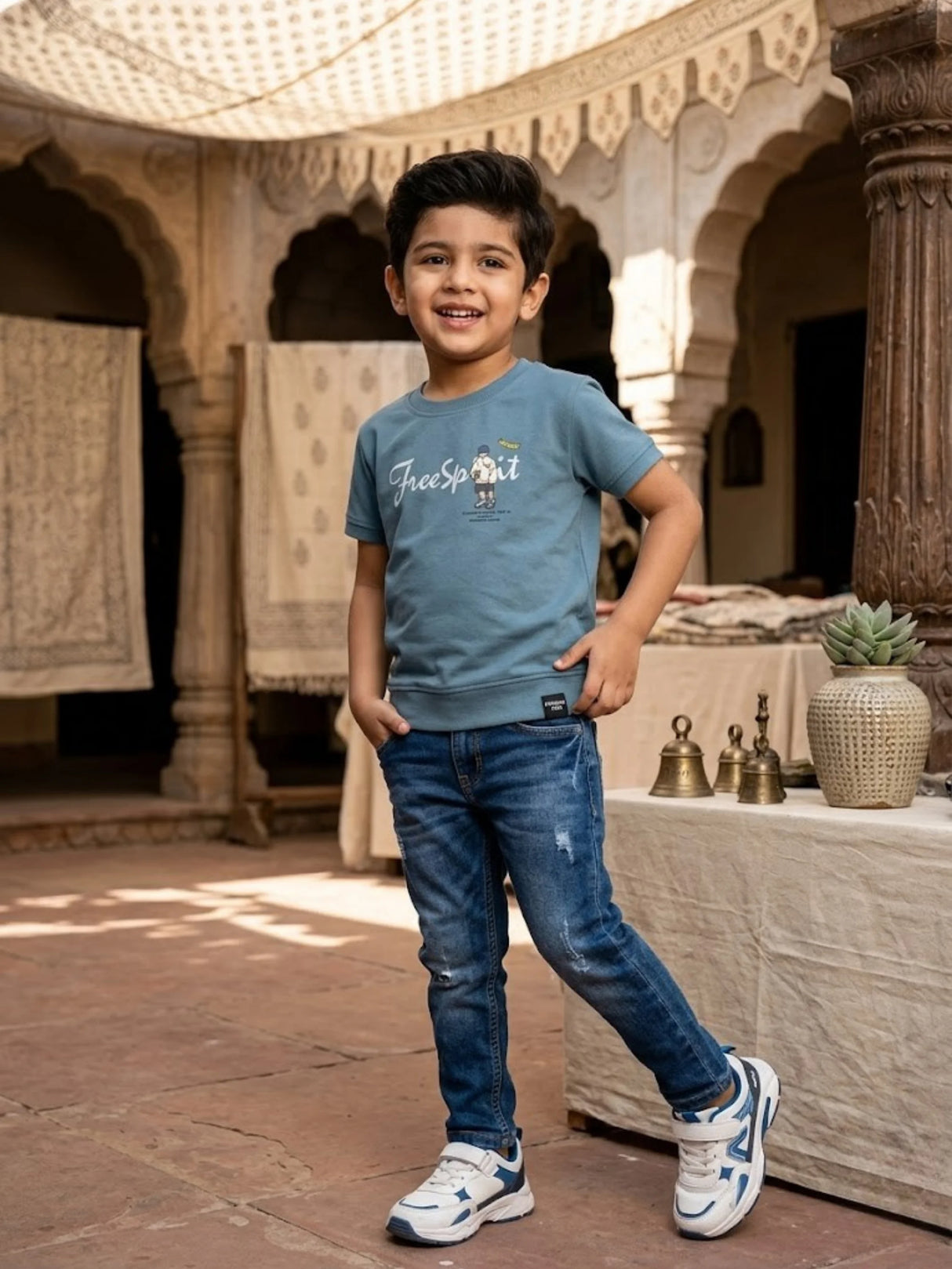 Boys Sage Green Free Spirit Graphic T-Shirt