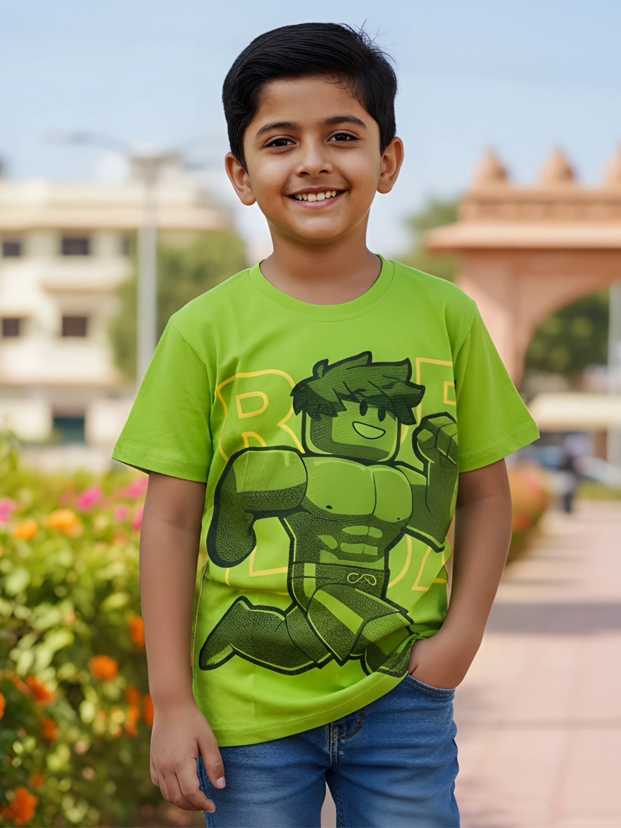 Boys' Lime Green "Gamer Hero" Graphic T-Shirt