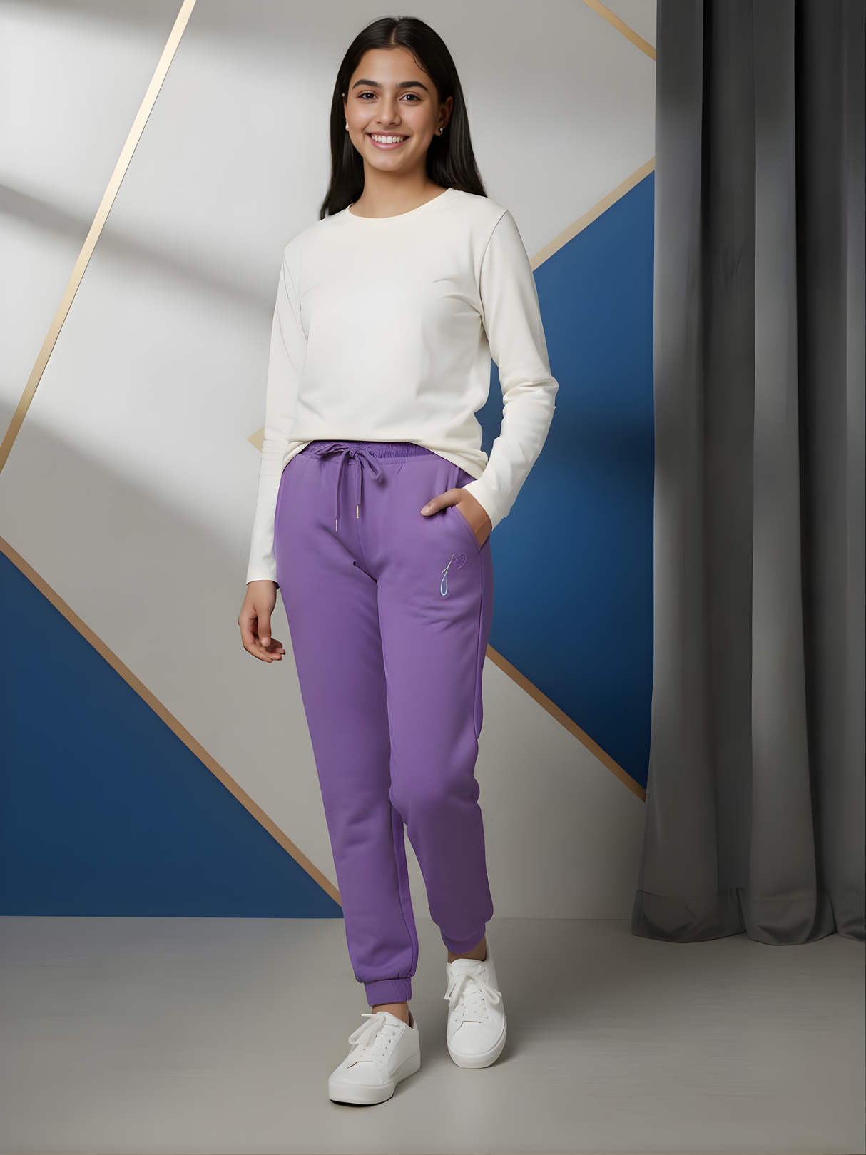 Girls' Essential Comfort Purple Joggers