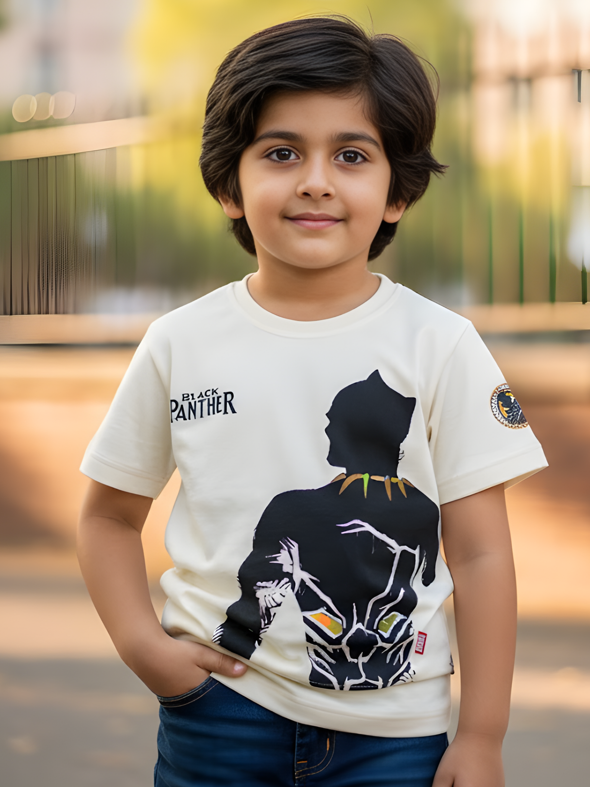 Boys' Black Panther Graphic T-Shirt - Cream