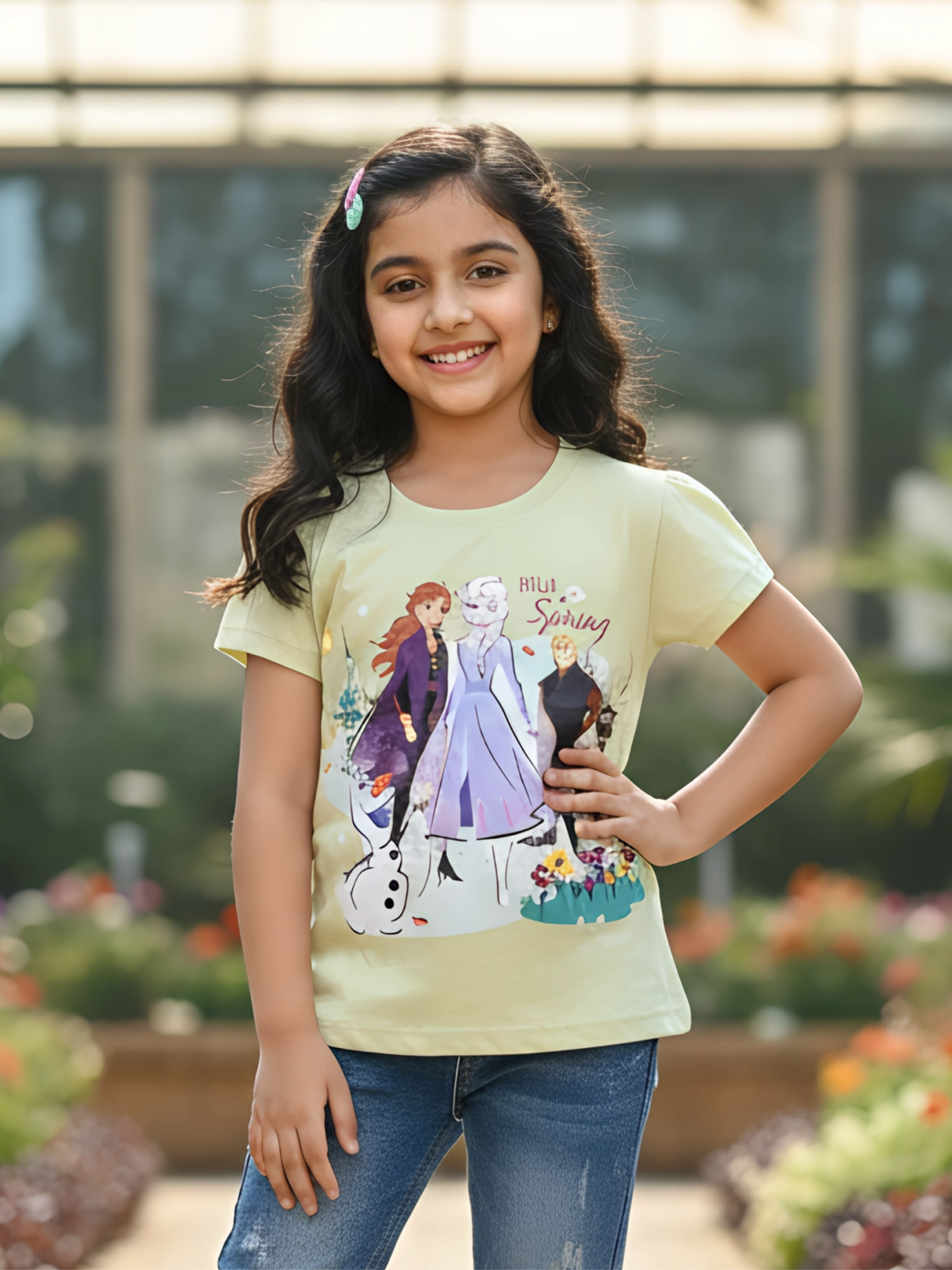 Frozen Theme Character Print Cotton Top