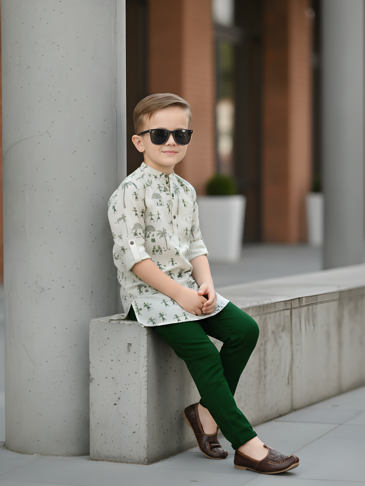Boys Printed Cotton Kurta Set – Stylish Ethnic Wear