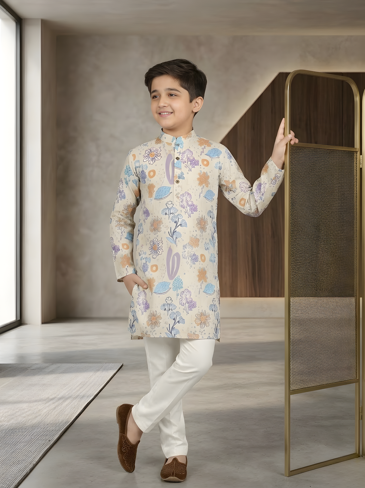 The Whimsical Meadow Floral Printed Kurta & Pajama Set.