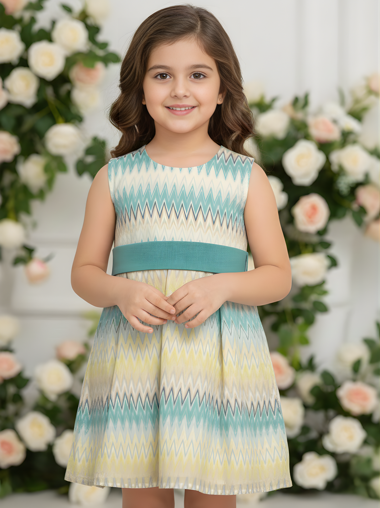 Girls Casual Printed Cotton Frocks - Blue