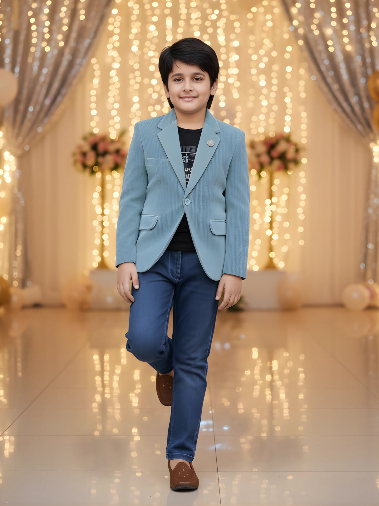 Boys' Light Blue Corduroy Sport Coat / Casual Blazer