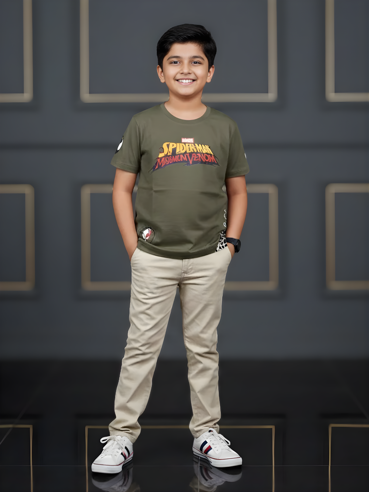 Boys' Olive Green Spider-Man vs. Venom Graphic T-Shirt