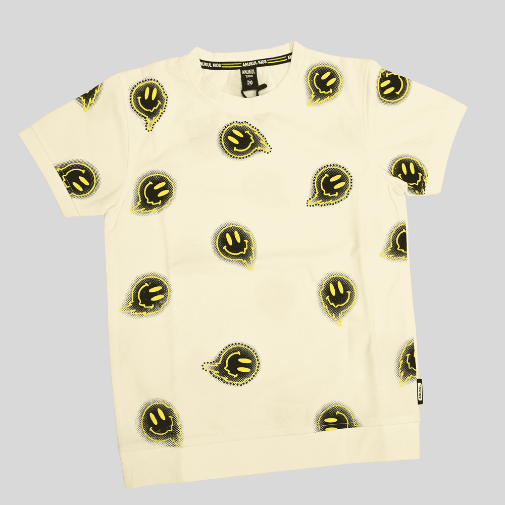 Boys Casual Half Sleeves Printed Round Neck T-Shirt - White