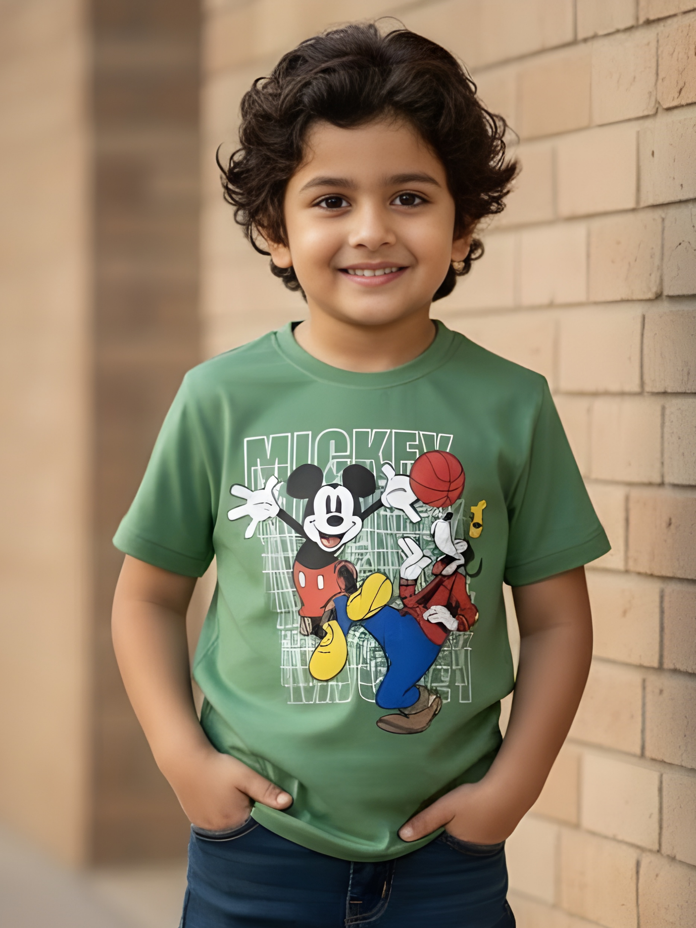 Boys' Mickey & Goofy Basketball Tee - Green