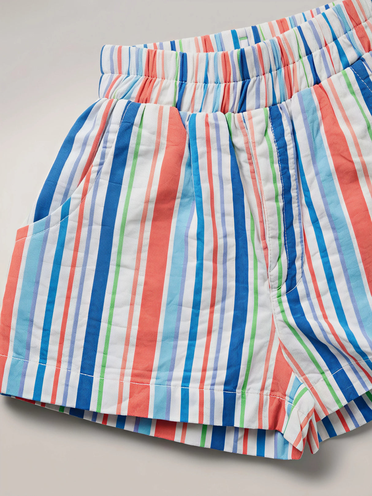 Girls' Orange Multi-Stripe Cotton Shorts