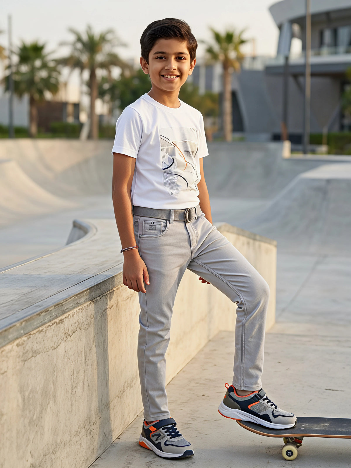 Boys' Slim Fit Stretch Jeans - Light Grey