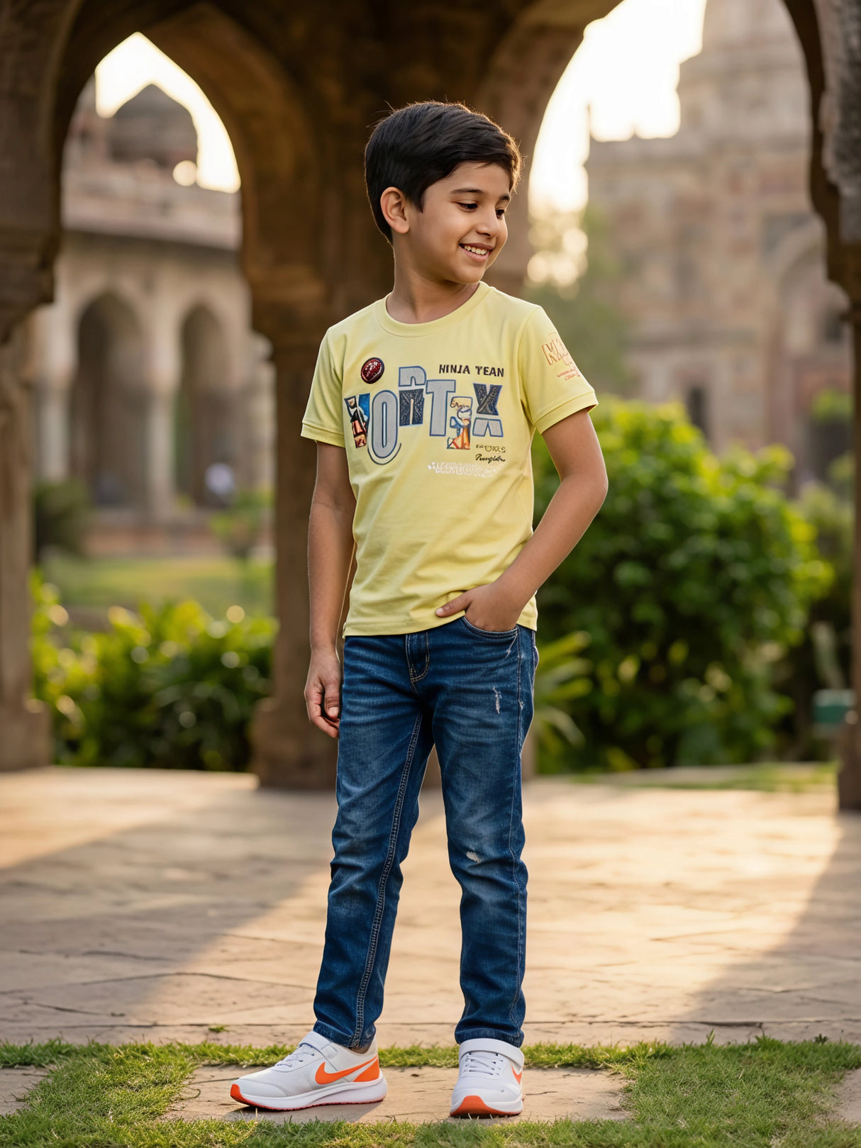 Boys "Ninja Team" Graphic T-Shirt - Vibrant Yellow
