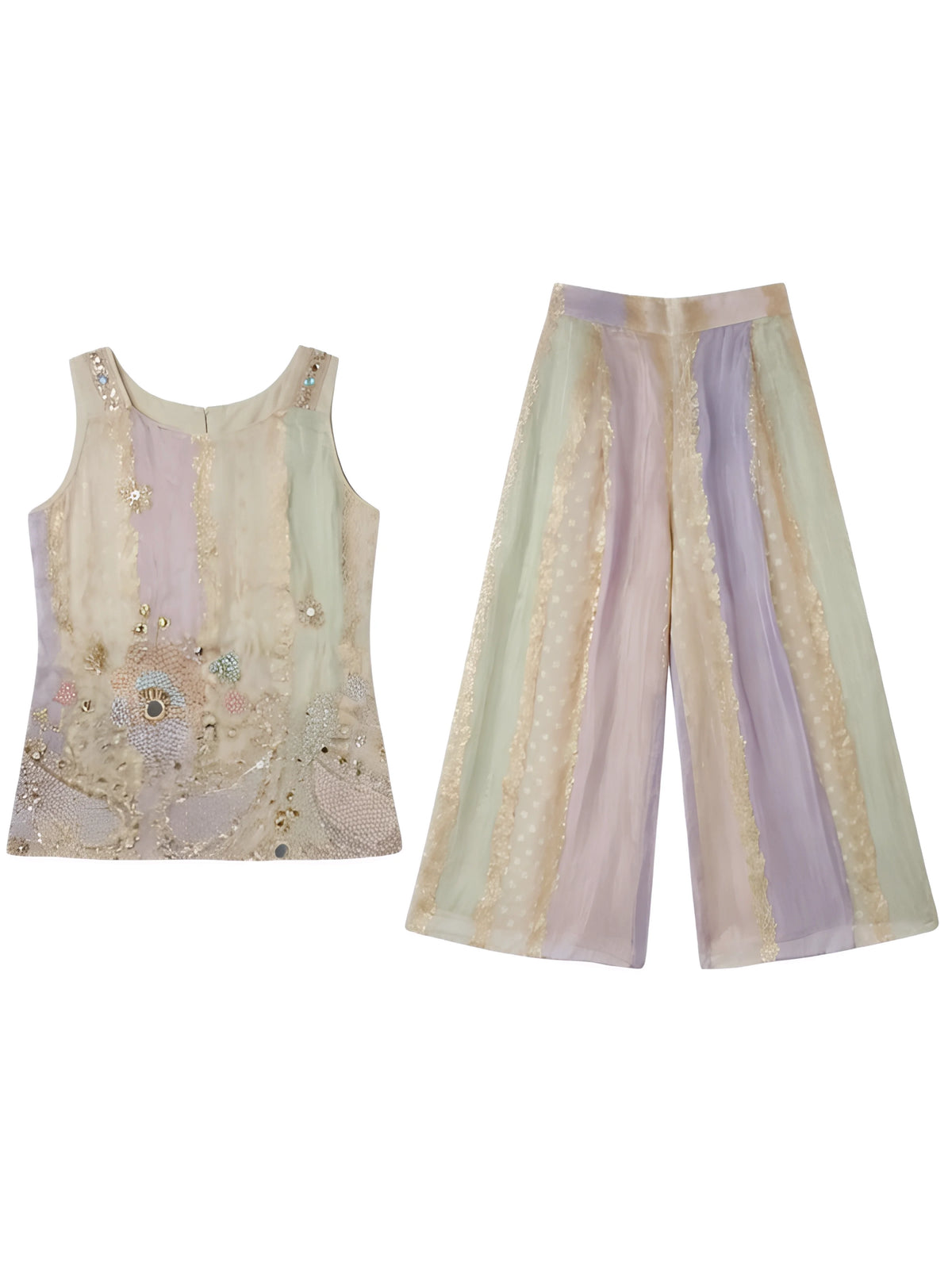 Multi Colour Embellished Plazzo Set for Girls