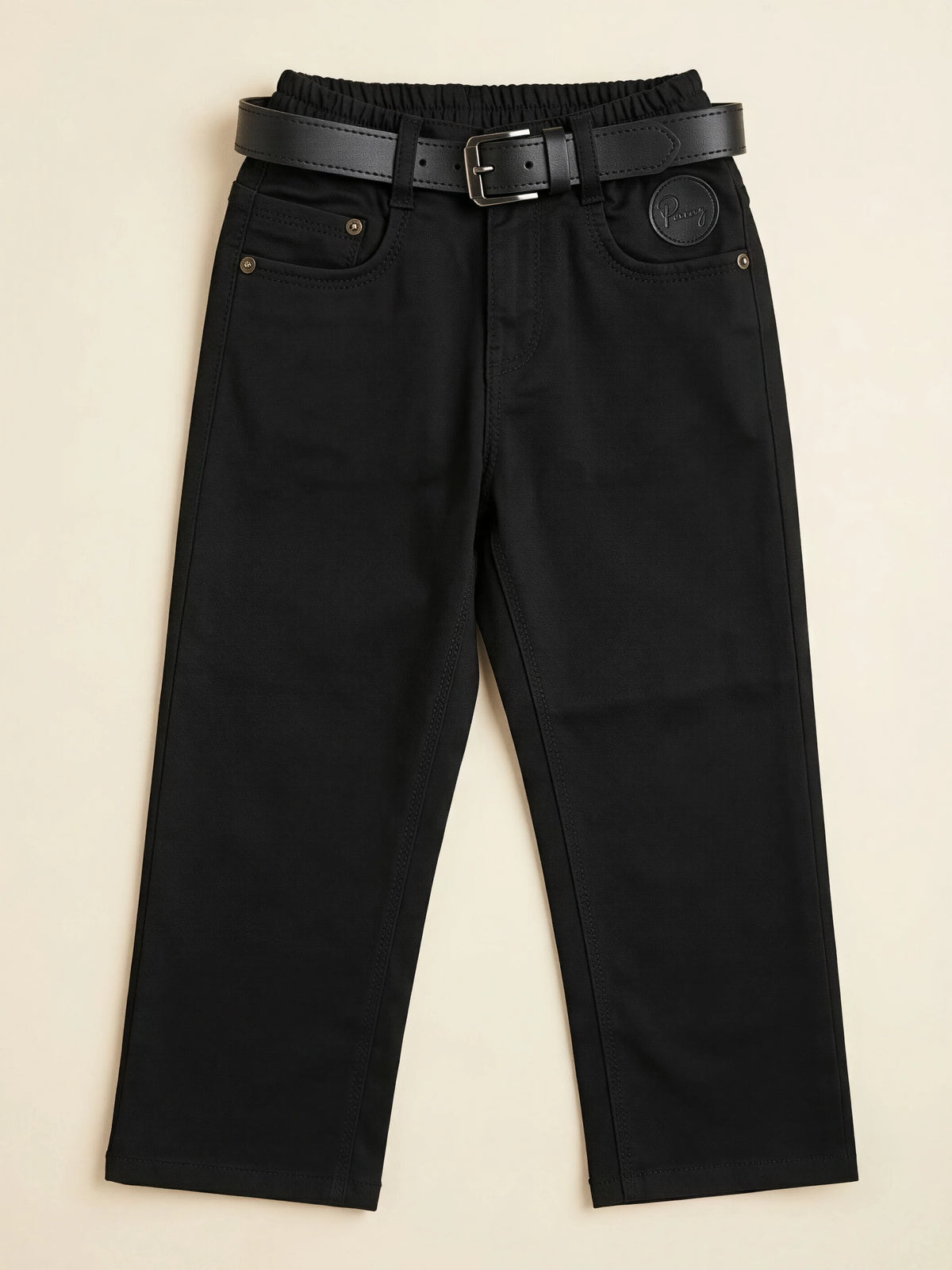 Boys Black Slim Fit Casual Pants