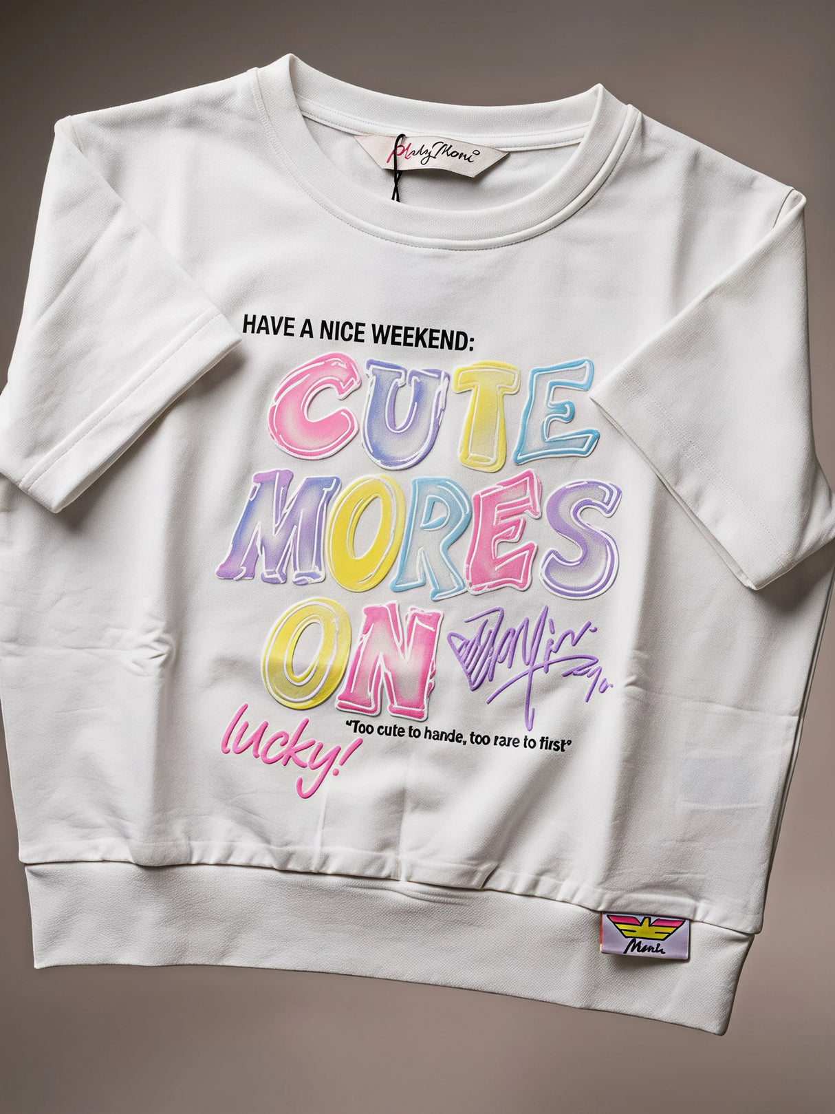 Girls White Graphic Print Casual Top.