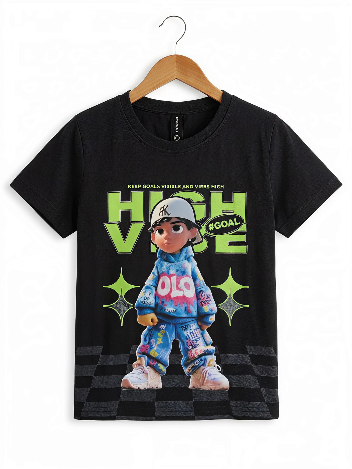 Boys Black High Vibe Graphic Print T-Shirt