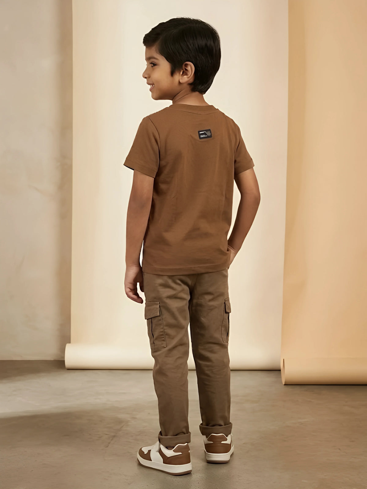Brown Cotton Graphic Print T-Shirt Wear
