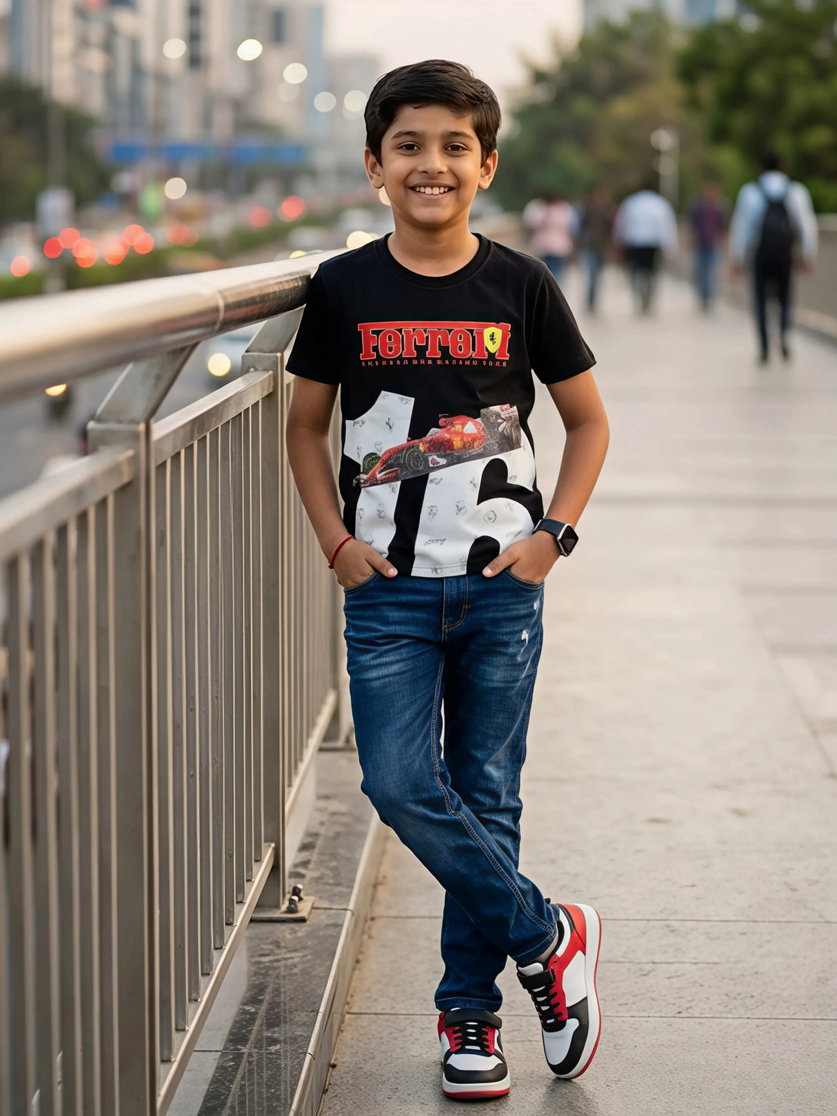 Boys Black Ferrari Racing Graphic T-Shirt