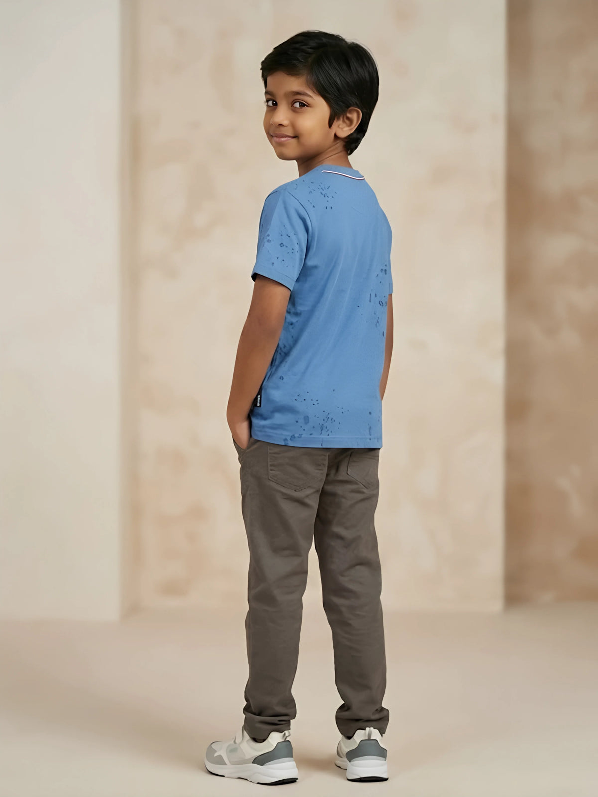 Blue Graphic Print Cotton T-Shirt Kids Casual Wear