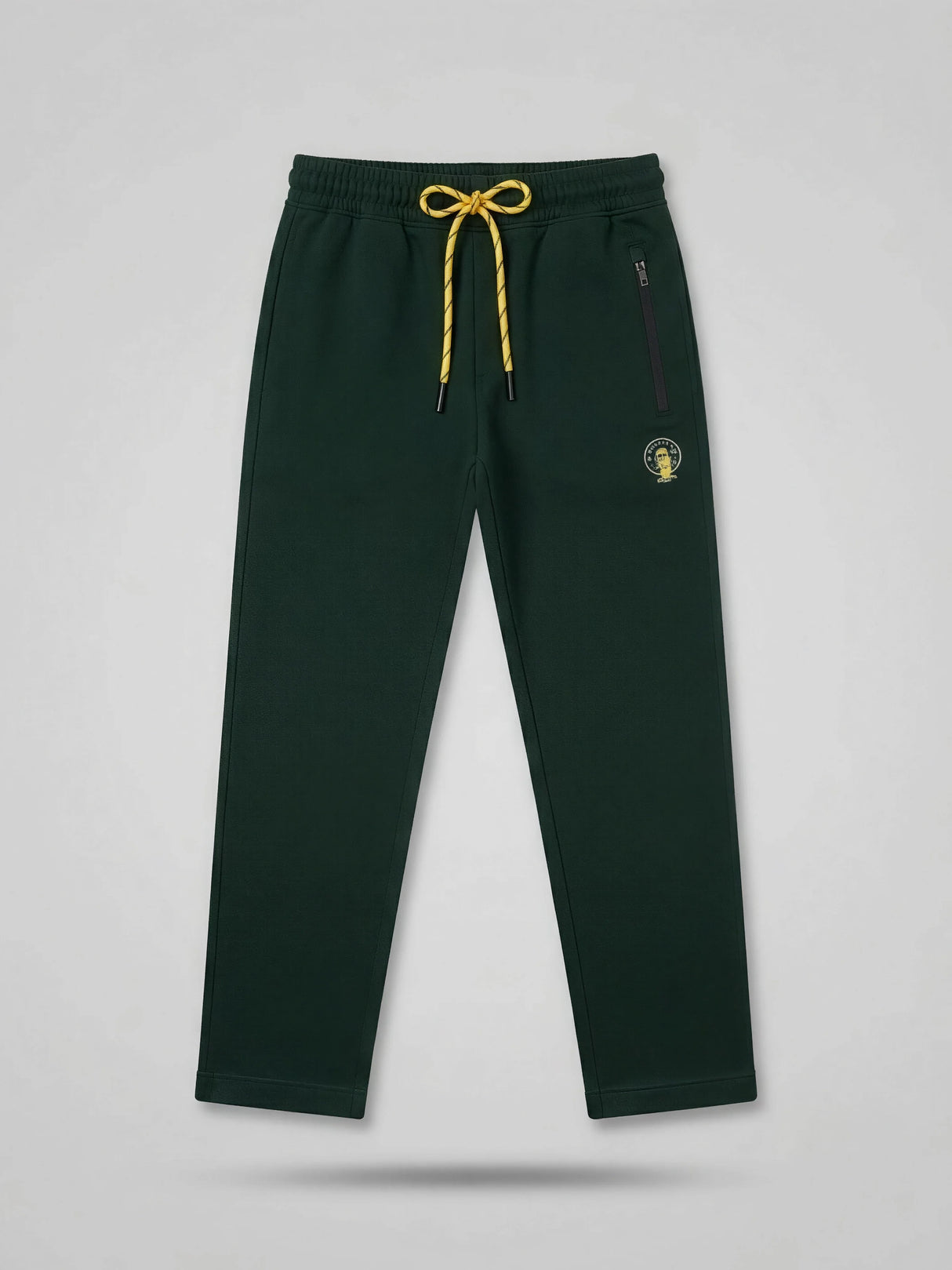 Boys Dark Green Casual Trackpants with Contrast Drawstring & Zip Pockets