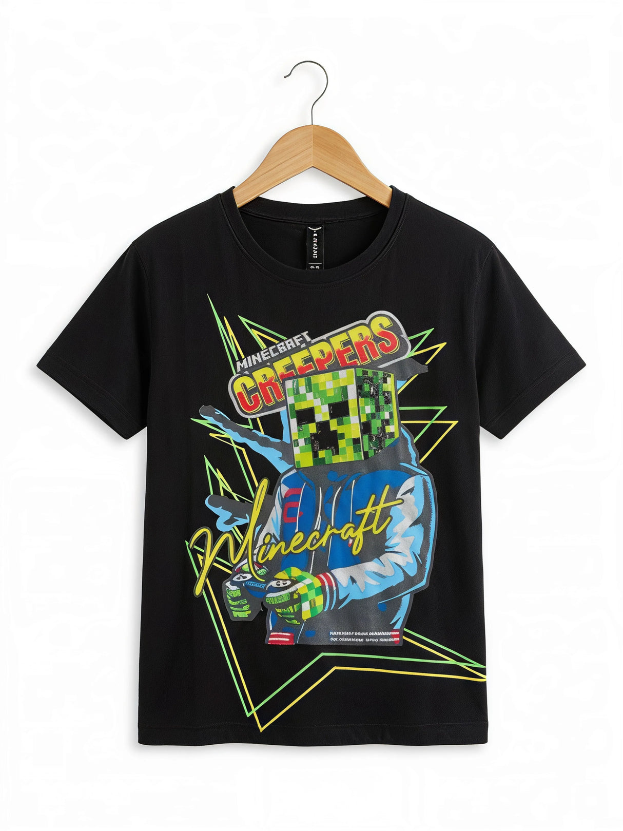 Boys Black Minecraft Creeper Graphic T-Shirt