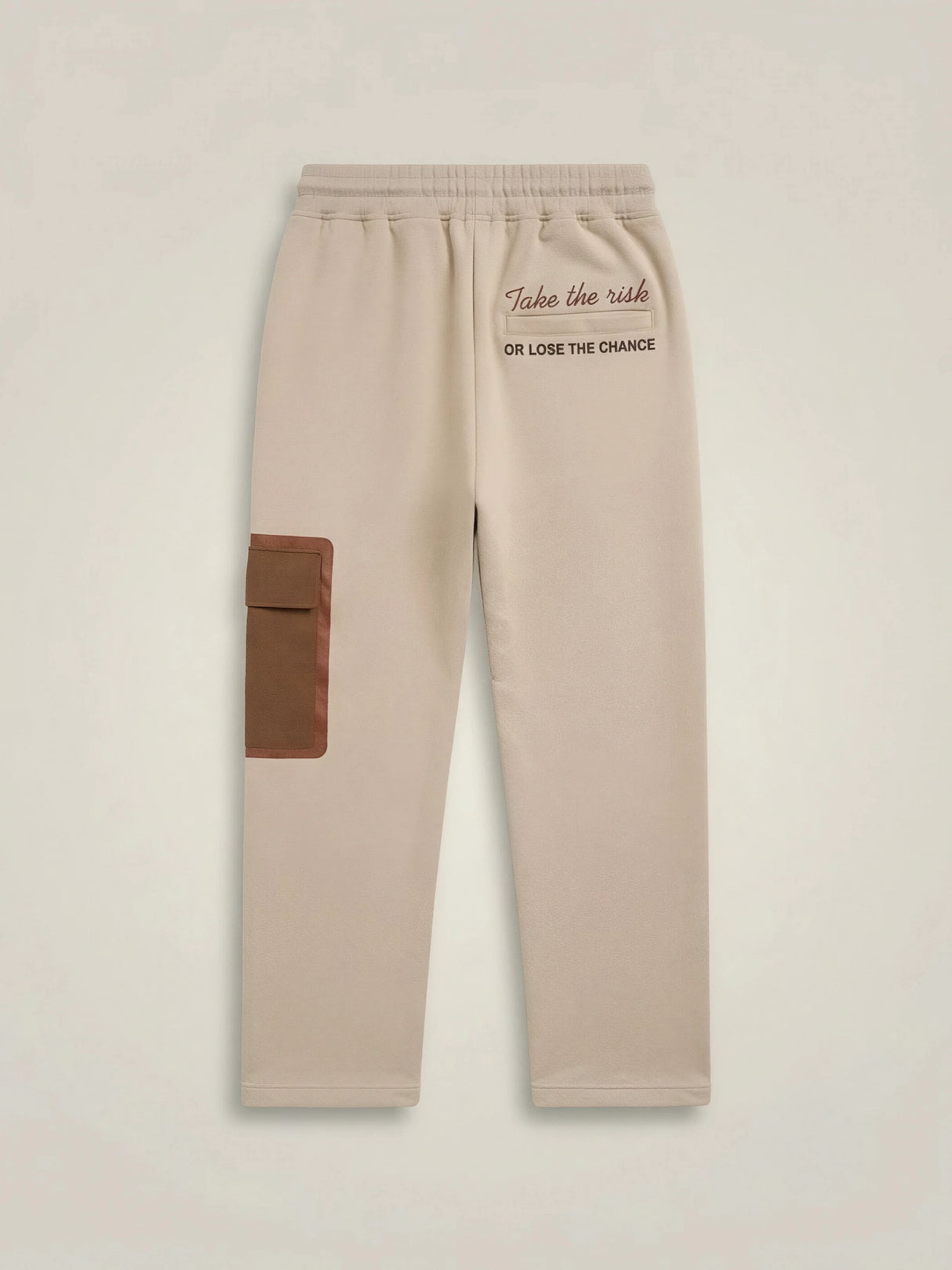 Boys Cream Stylish Cargo Track Pants with Drawstring & Pocket Detail