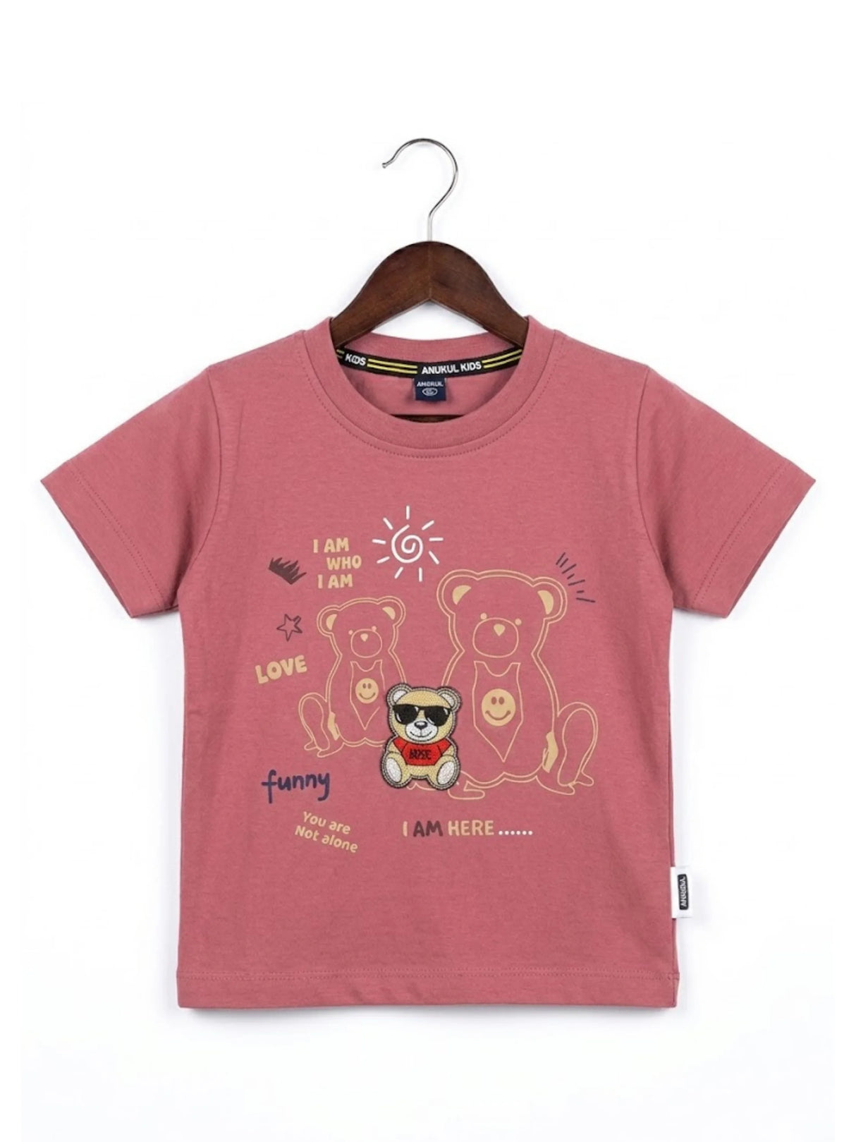 Boys Pink Teddy Graphic T-Shirt & Plaid Shorts Coord Set