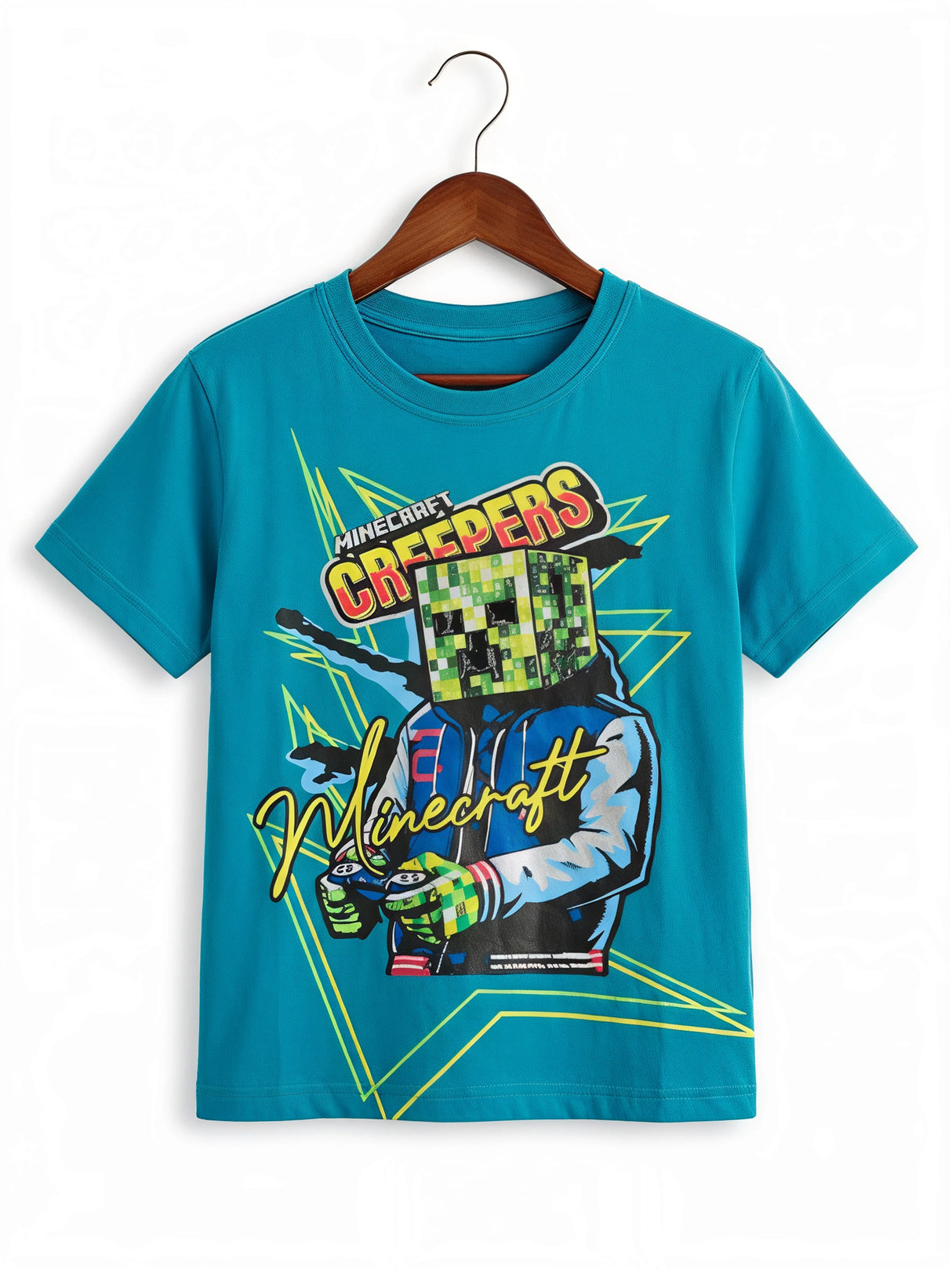 Boys Blue Minecraft Creeper Graphic T-Shirt