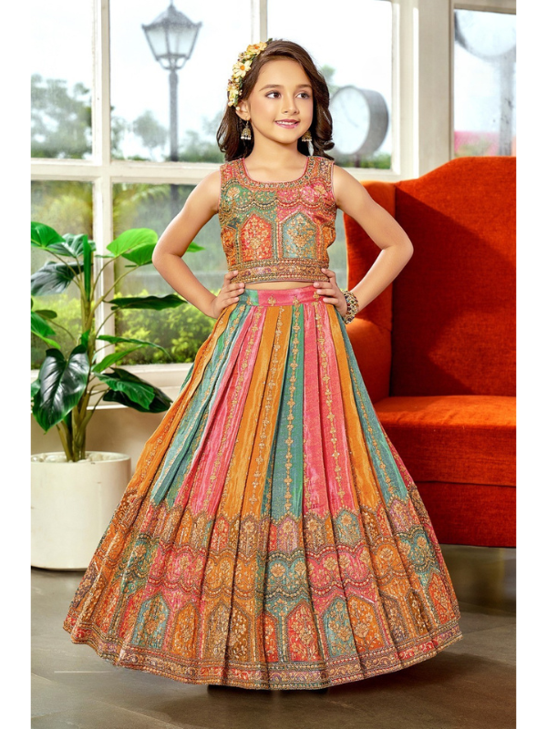 Girls Traditional Sleeves Less Long Choli - Pink