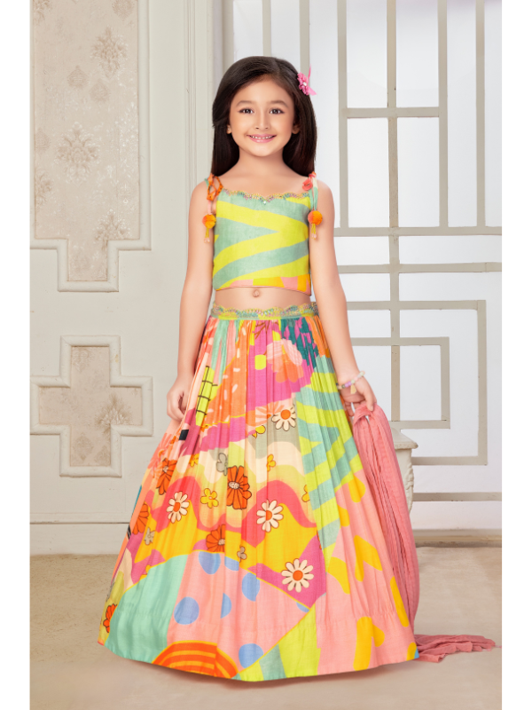 Girls Traditional Sleeves Less Long Choli - Green