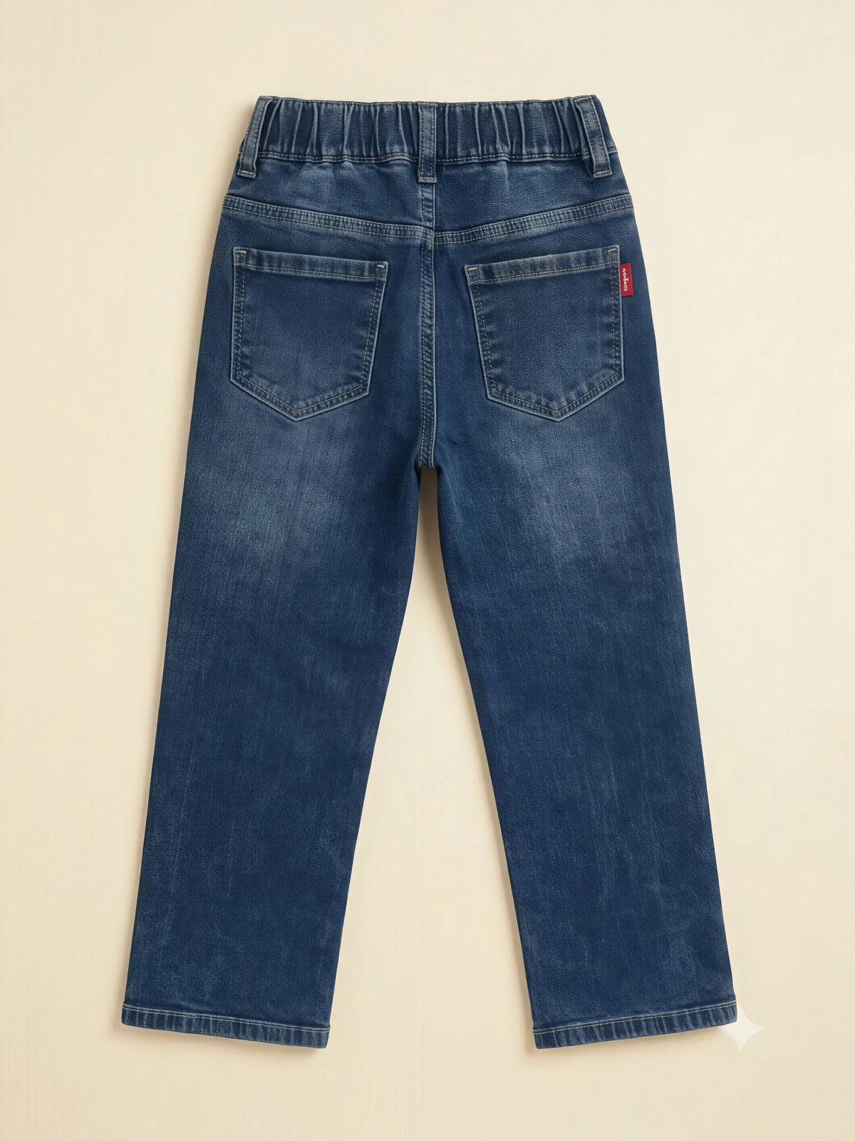 Girls Blue Embroidered Casual Pants.