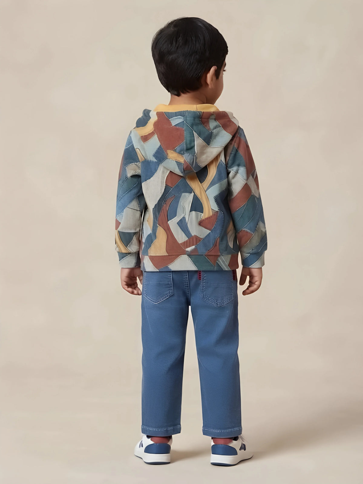 Boys Yellow Hooded Jacket T-Shirt and Jeans Set