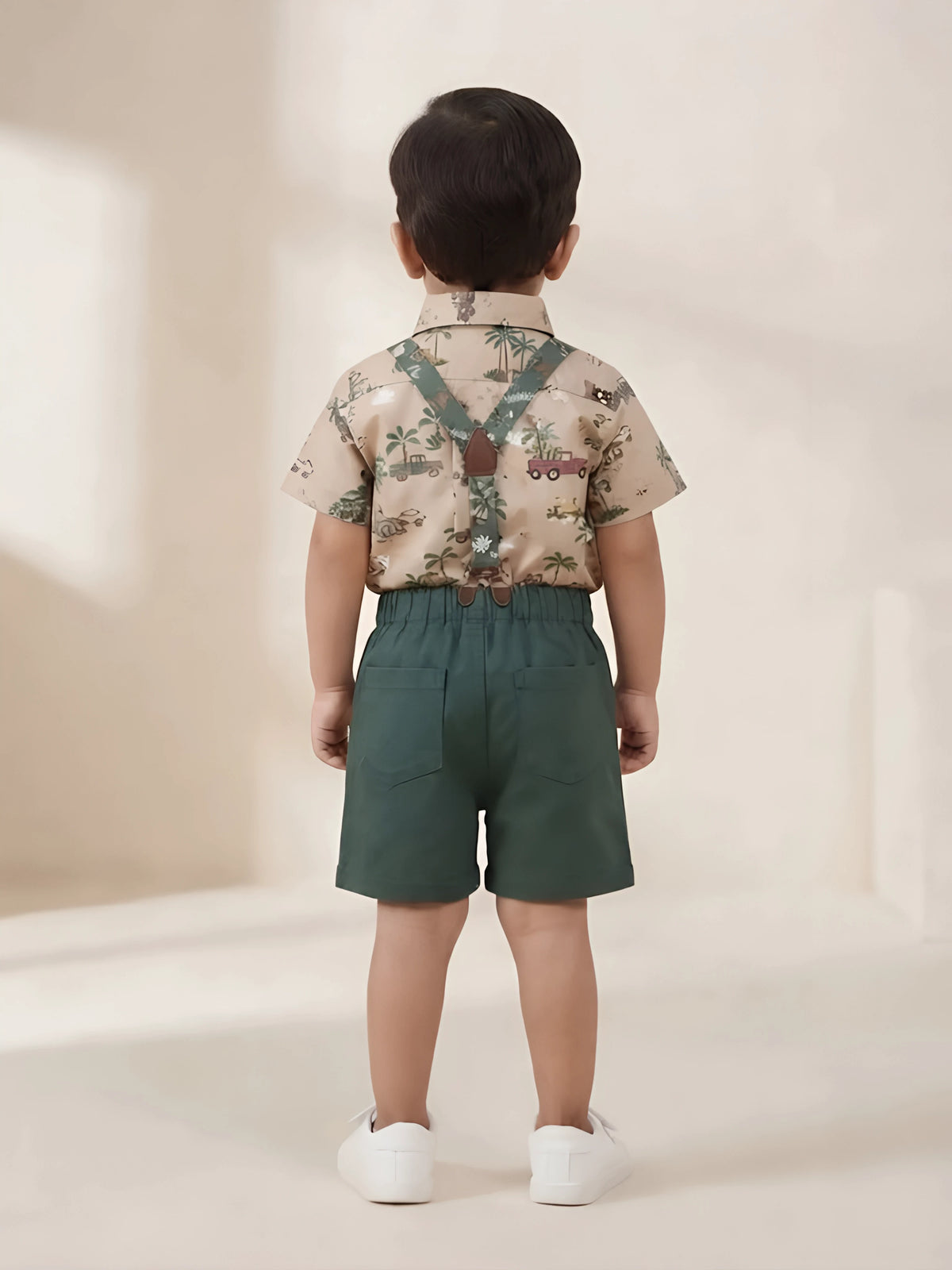 Infant Boys Green Dungaree Set.
