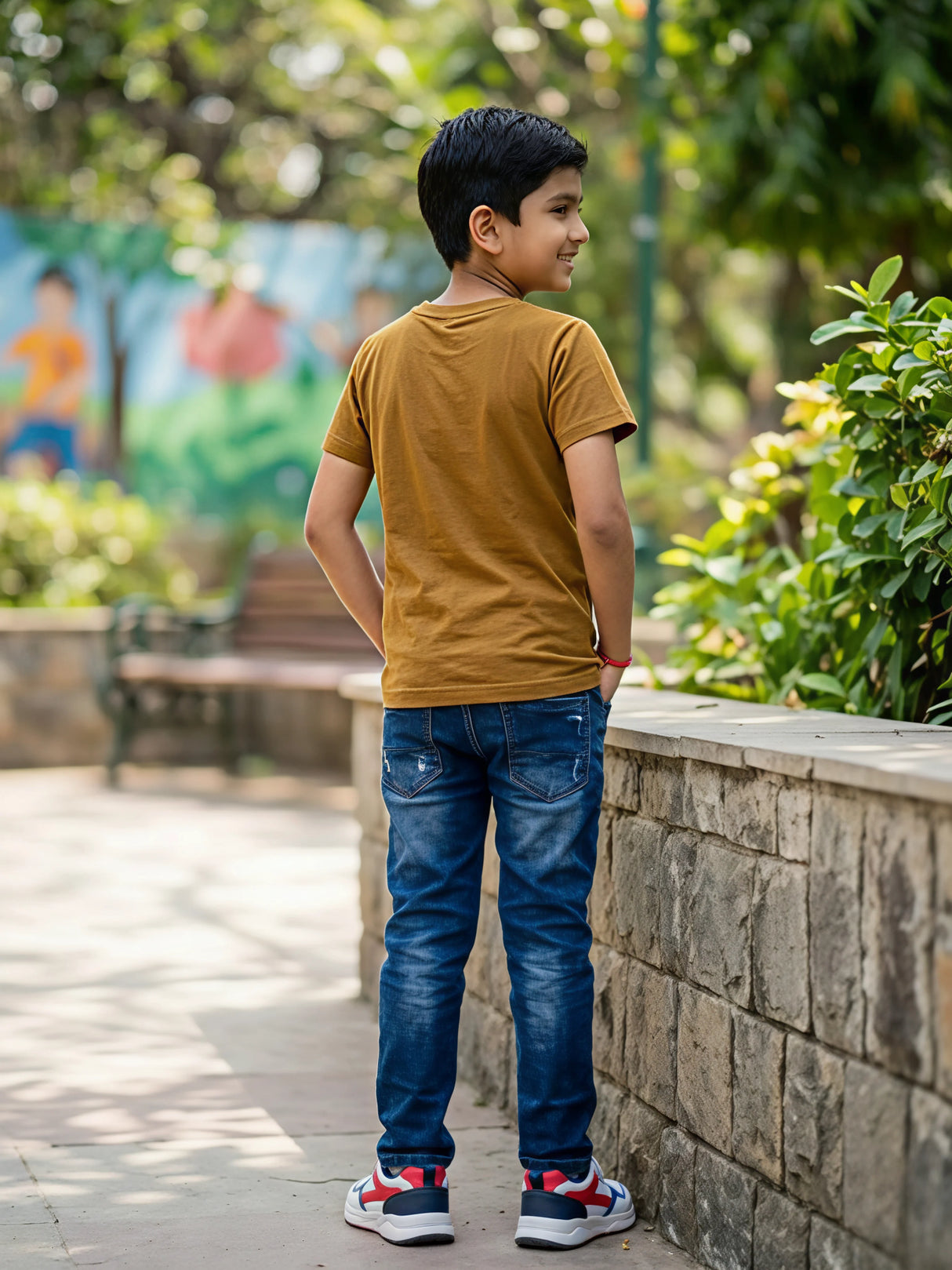 Boys Green Cartoon Graphic Print Cotton T-Shirt
