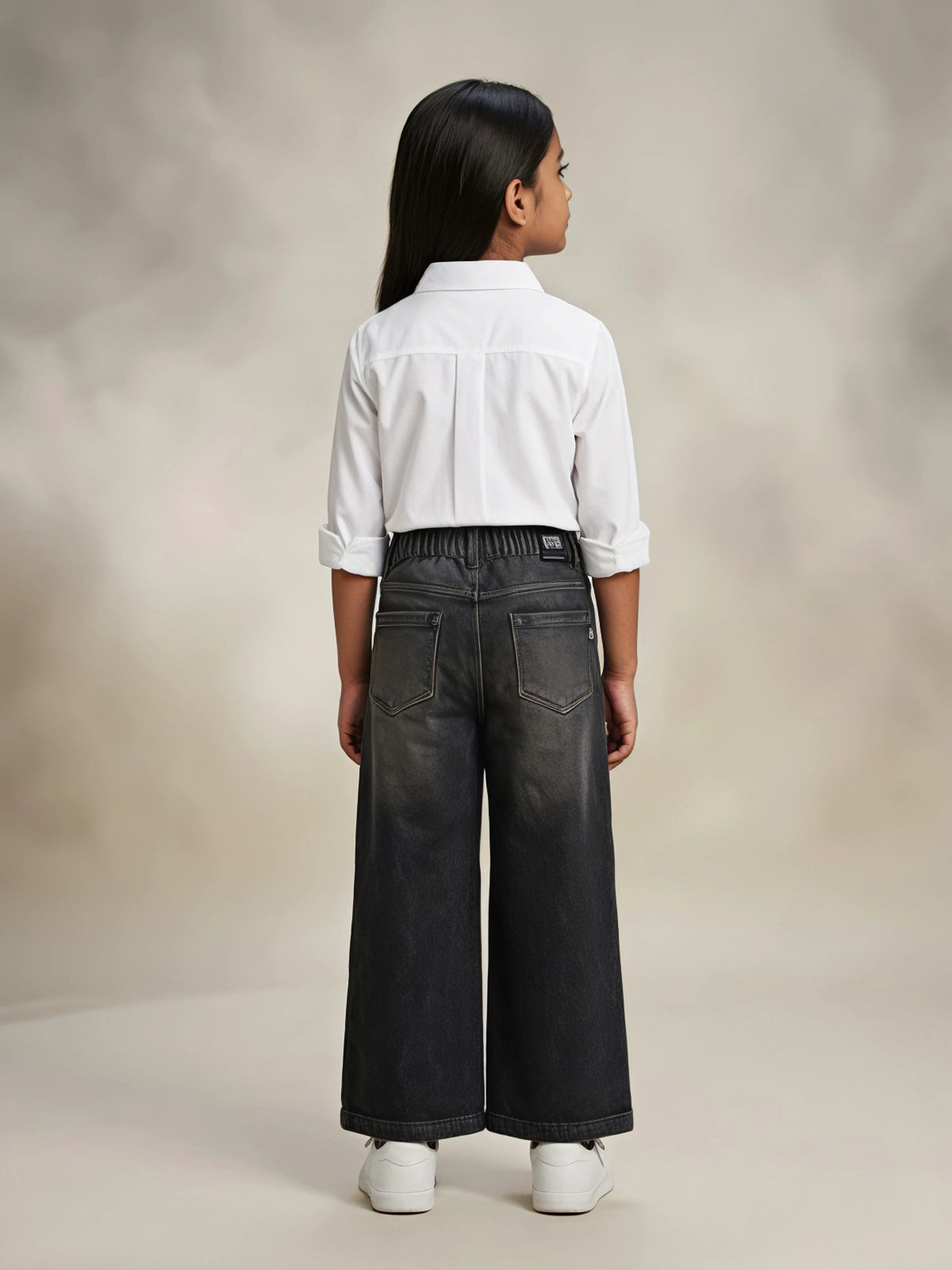Girls Grey Wide Leg Casual Pants
