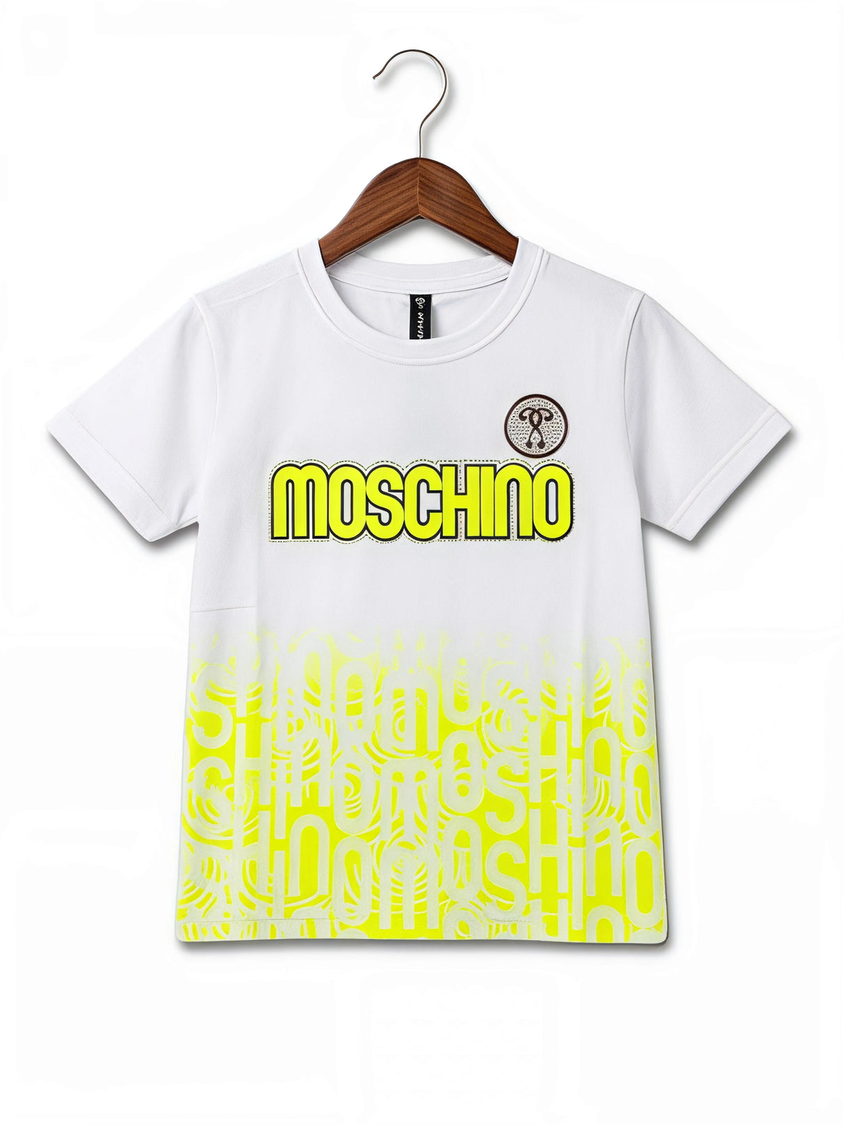 Boys White & Neon Yellow Moschino Graphic T-Shirt