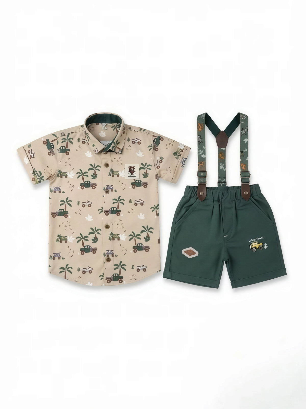 Infant Boys Green Dungaree Set.
