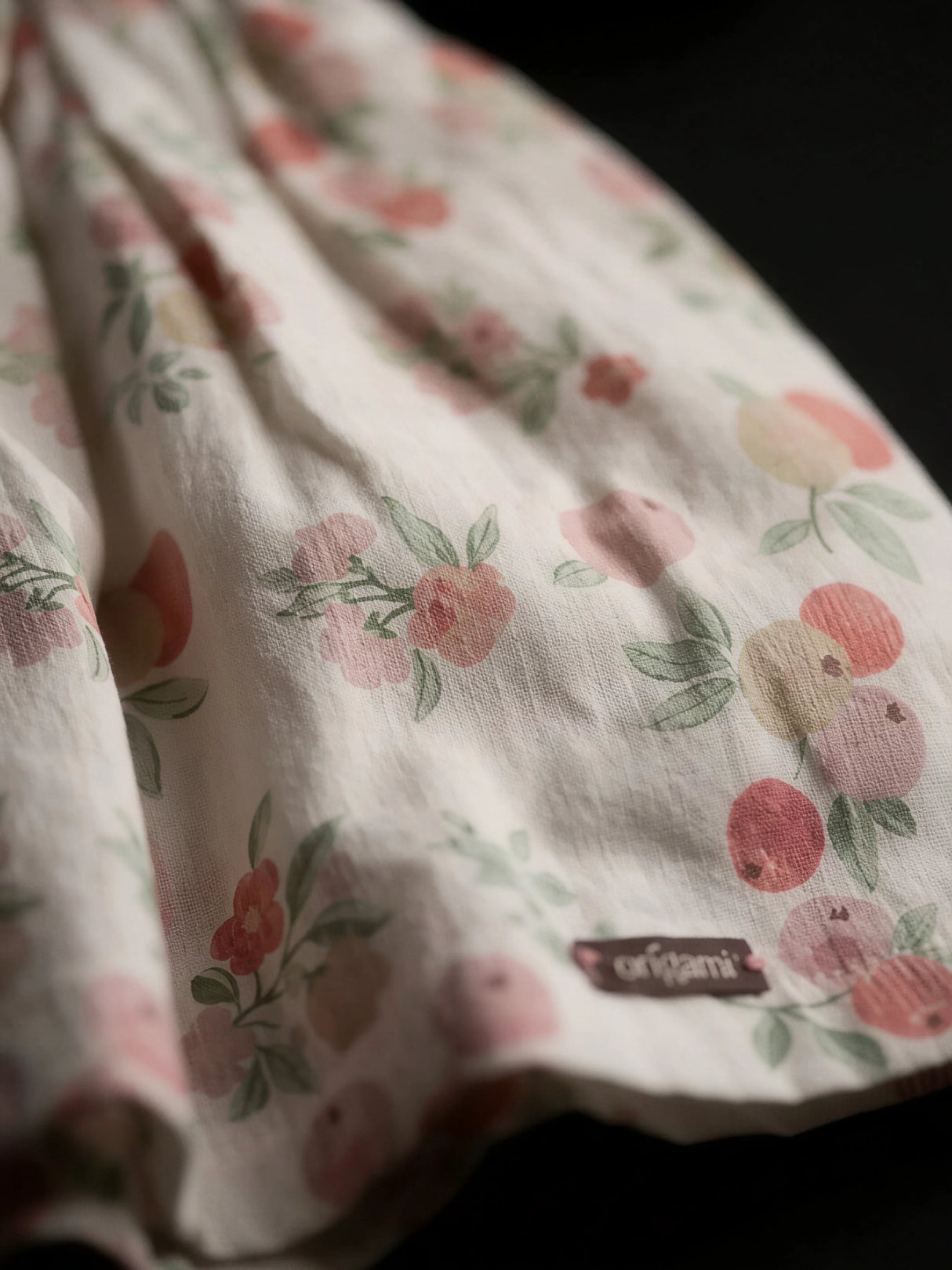 Girls Cream Floral Printed Frock with Peter Pan Collar & Elasticated Puff Sleeves