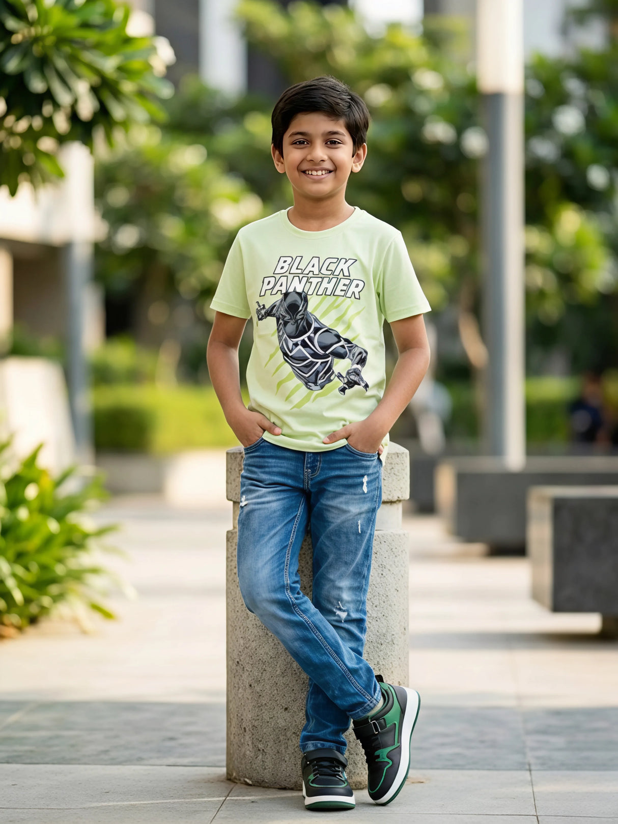 Boys Marvel Black Panther Graphic T-Shirt - Mint Green
