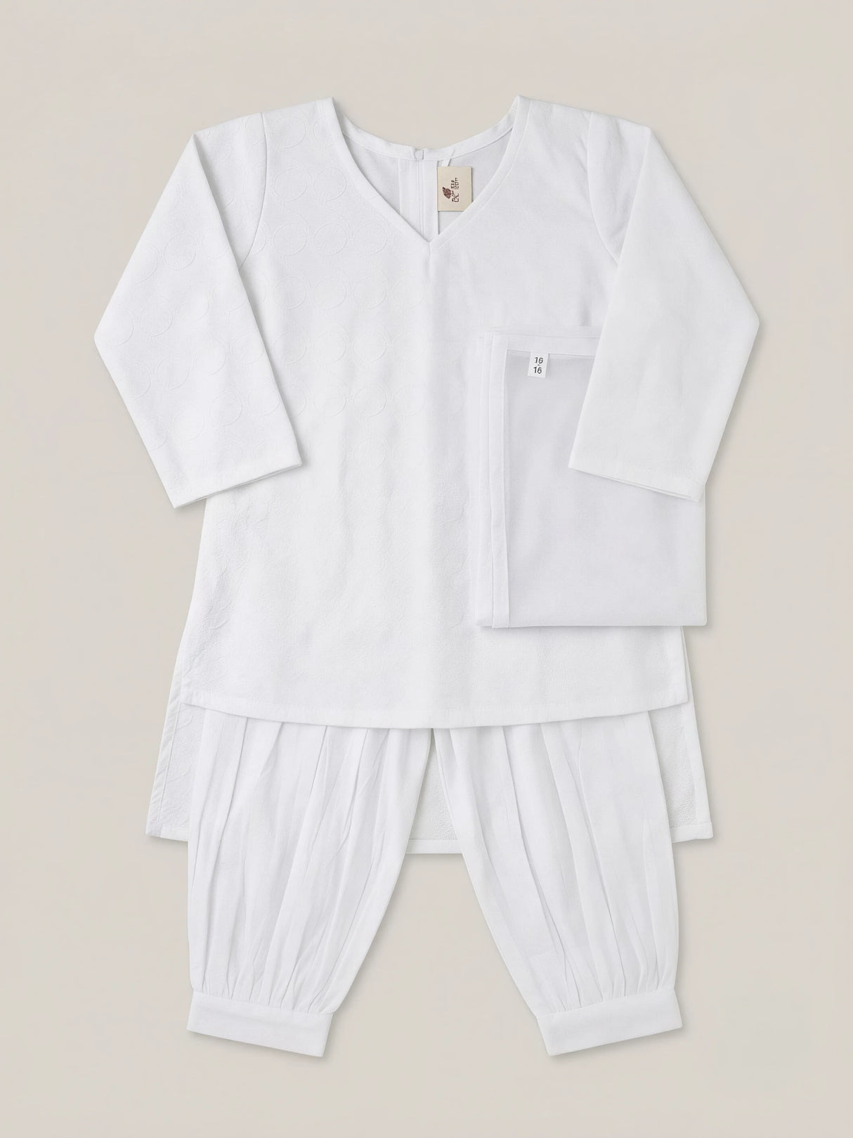 Girls White Ethnic Self-Design Kurta Patiala Suit Set with Dupatta